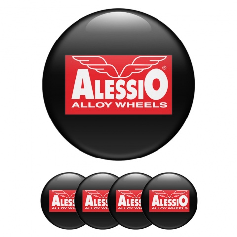 Alessio Emblems for Wheel Center Caps Black Red Logo