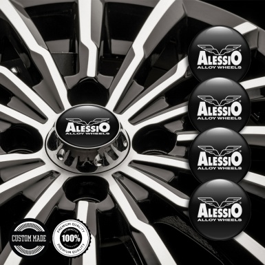 Alessio Wheel Stickers for Center Caps Black White Wings
