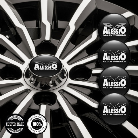 Alessio Wheel Stickers for Center Caps Black White Wings