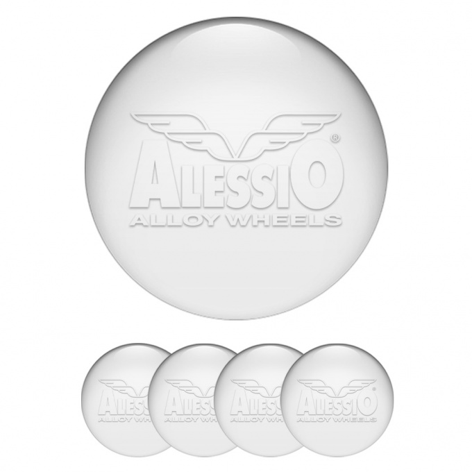 Alessio Emblems for Wheel Center Caps White Transparent Logo