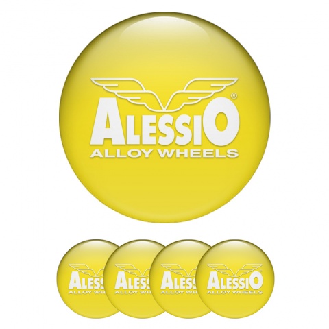 Alessio Wheel Emblem for Center Caps Yellow White Logo