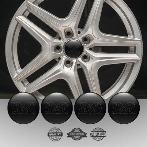 Alessio Emblems for Wheel Center Caps Black White Outline