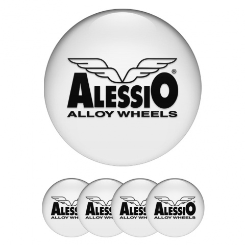 Alessio Wheel Stickers for Center Caps White Pearl Black Logo