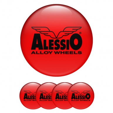 Alessio Emblem for Wheel Center Caps Red Black Logo