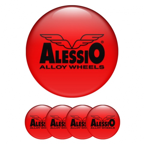 Alessio Emblem for Wheel Center Caps Red Black Logo