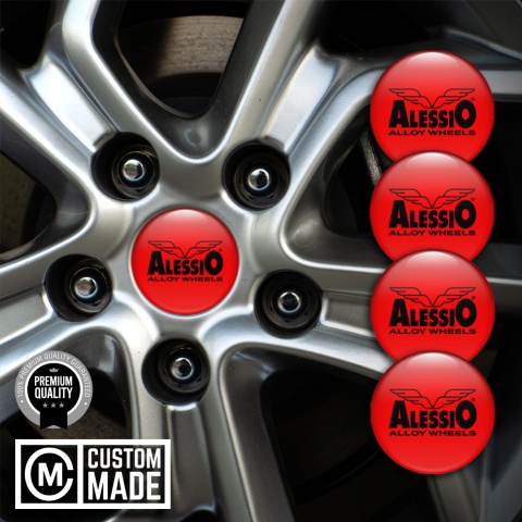 Alessio Emblem for Wheel Center Caps Red Black Logo