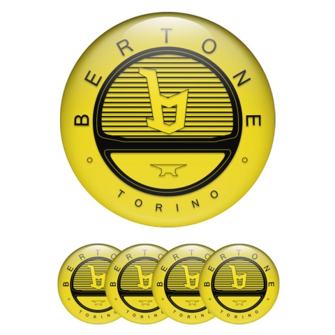 Opel Bertone Sticker for Wheels Center Caps Yellow Black Logo