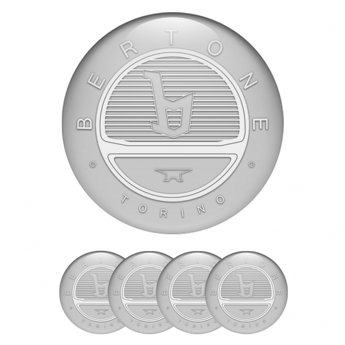 Opel Bertone Wheel Stickers for Center Caps Grey White Logo