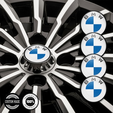 BMW Wheel Emblem for Center Caps White Base Black Ring