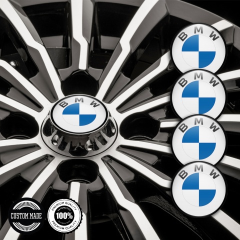 BMW Wheel Emblem for Center Caps White Base Black Ring
