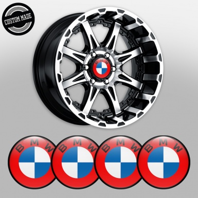 BMW Stickers for Wheels Center Caps Red Ring Classic Logo