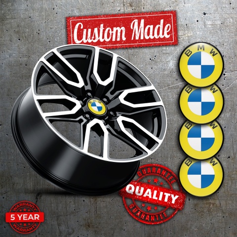 BMW Emblem for Wheel Center Caps Yellow Base Black Ring