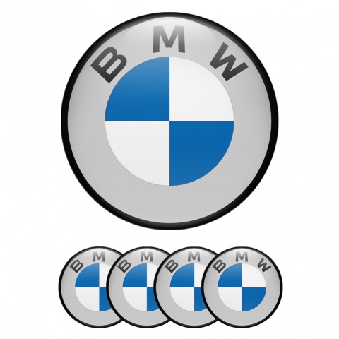 BMW Emblem for Center Wheel Caps Grey Base Black Ring