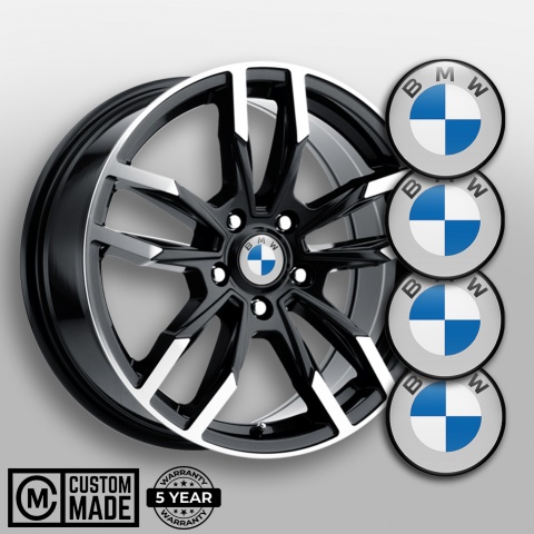BMW Emblem for Center Wheel Caps Grey Base Black Ring