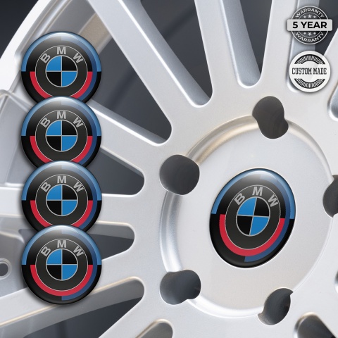 BMW Emblem for Wheel Center Caps Black Base Color Rings