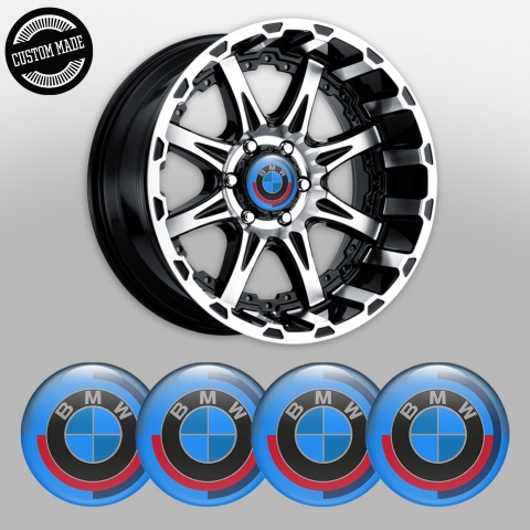 BMW Stickers for Center Wheel Caps Light Blue Black Center