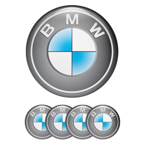BMW Wheel Emblem for Center Caps Light Grey Classic Logo
