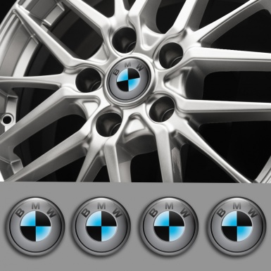 BMW Emblem for Wheel Center Caps Grey Black Circle Design
