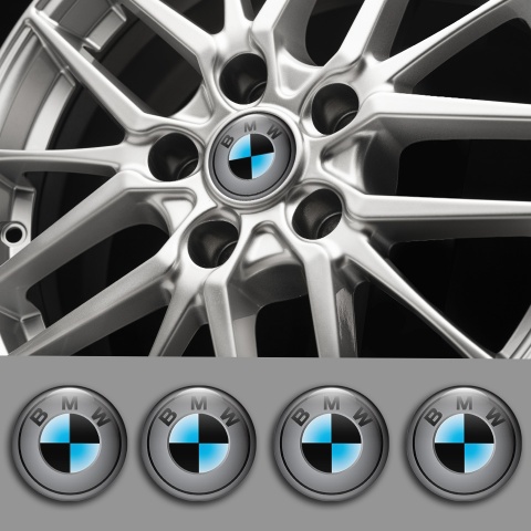BMW Emblem for Wheel Center Caps Grey Black Circle Design