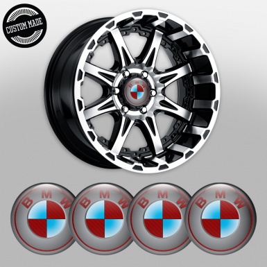 BMW Wheel Stickers for Center Caps Red Carbon Circle Design