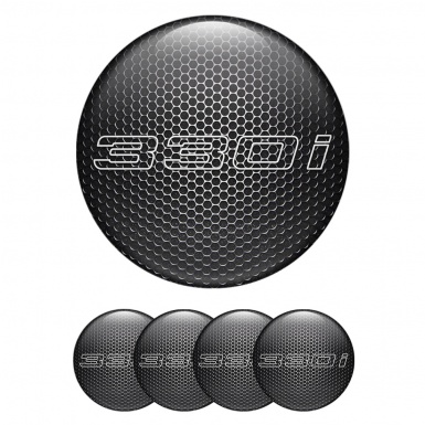 BMW Wheel Stickers for Center Caps 330i Metal Grate Edition
