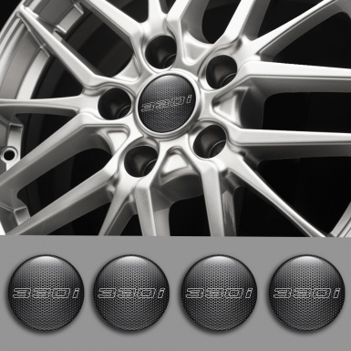 BMW Wheel Stickers for Center Caps 330i Metal Grate Edition