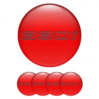 BMW Emblem for Wheel Center Caps 330i Red Black Outline
