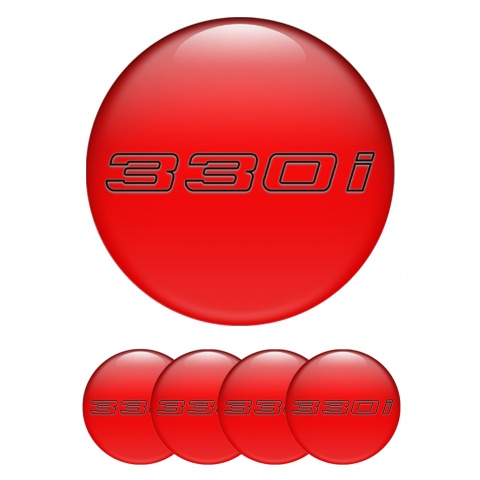 BMW Emblem for Wheel Center Caps 330i Red Black Outline