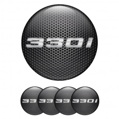 BMW Center Caps Wheel Emblem Metal Grate 330i Silver Logo
