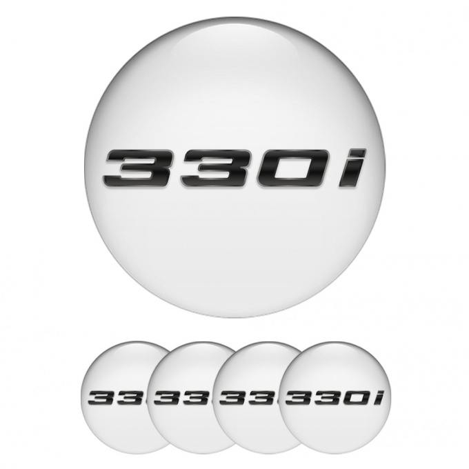 BMW Emblem for Center Wheel Caps White 330i Metallic Logo