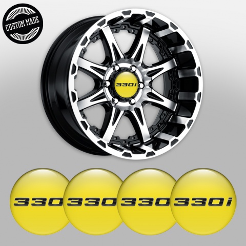 BMW Silicone Stickers for Center Wheel Caps Yellow 330i Metallic Logo