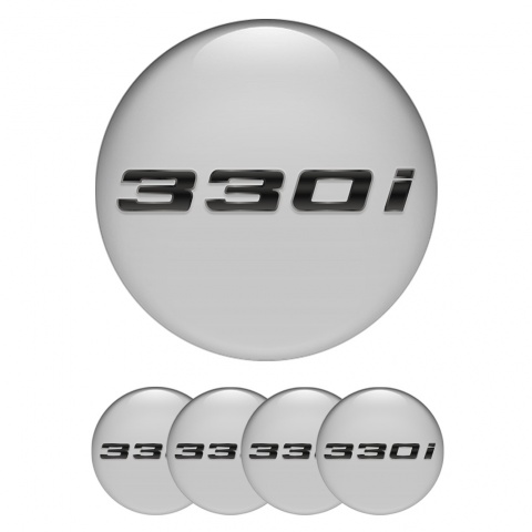 BMW Domed Stickers for Wheel Center Caps Grey 330i Metallic Logo