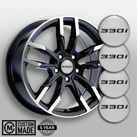 BMW Domed Stickers for Wheel Center Caps Grey 330i Metallic Logo