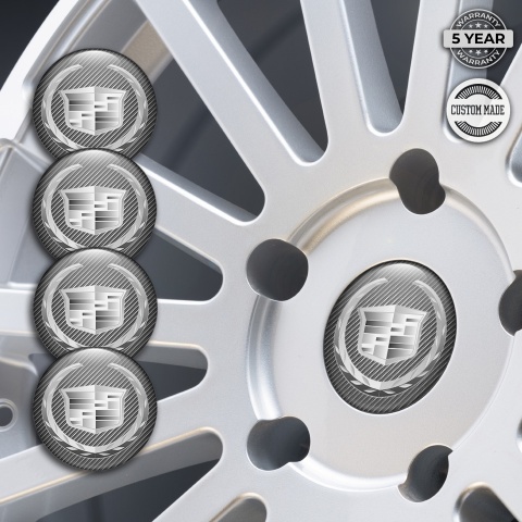 Cadillac Emblem for Wheel Center Caps Carbon Silver Logo