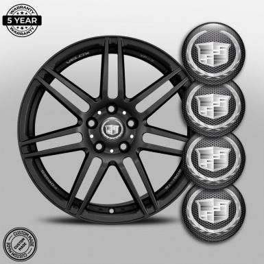 Cadillac Emblem for Center Wheel Caps Dark Grate Silver Logo
