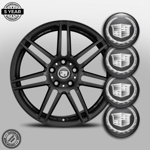 Cadillac Emblem for Center Wheel Caps Dark Grate Silver Logo