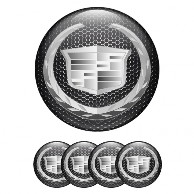 Cadillac Emblem for Center Wheel Caps Dark Grate Silver Logo