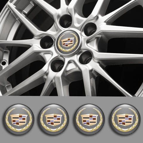Cadillac Wheel Emblem for Center Caps Carbon Gold Logo