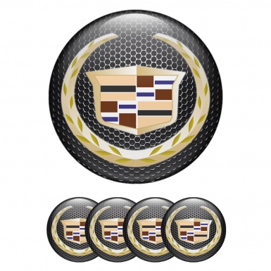 Cadillac Center Caps Wheel Emblem Dark Grate Gold Logo