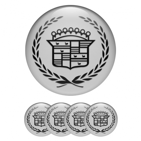 Cadillac Emblem for Center Wheel Caps Grey Black Laurel Motif