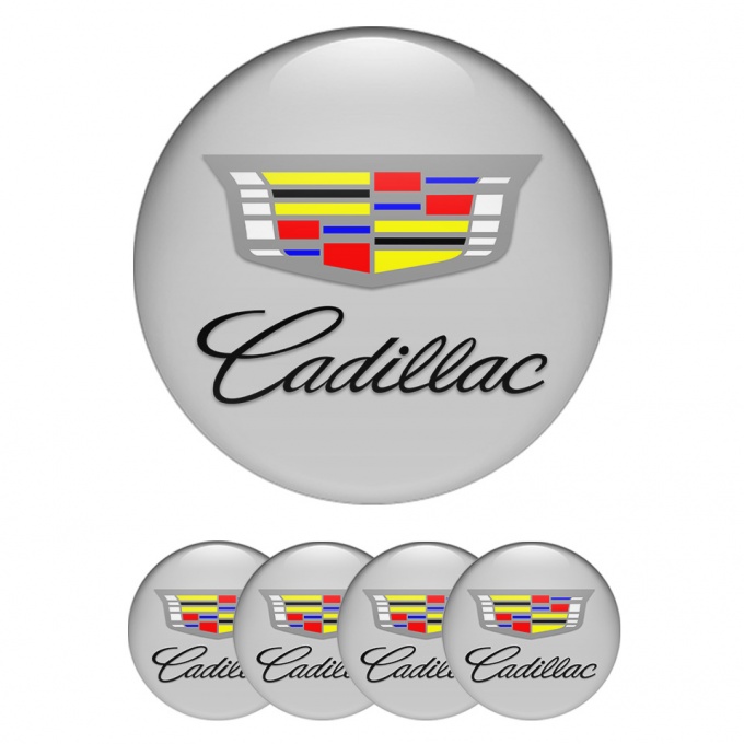 Cadillac Domed Stickers for Wheel Center Caps Grey Color Shield Variant