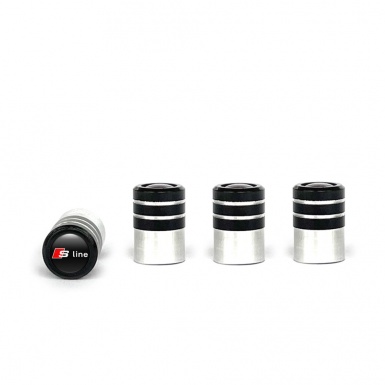 Audi S Line Tyre Valve Caps Black 4 pcs