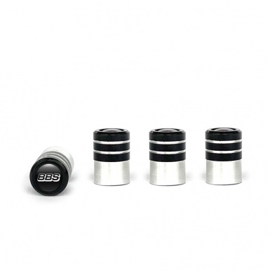 BBS Tyre Valve Caps Black 4 pcs White Logo
