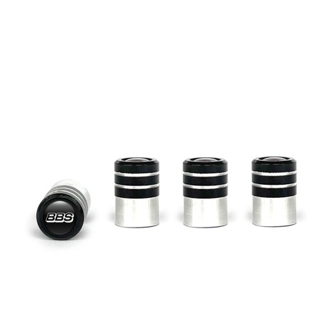 BBS Tyre Valve Caps Black 4 pcs White Logo