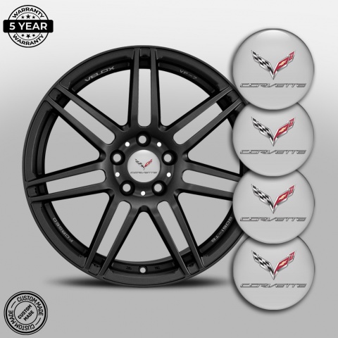 Chevrolet Corvette Stickers for Wheels Center Caps Grey Chrome Logo