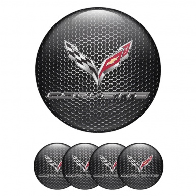 Chevrolet Corvette Emblem for Center Wheel Caps Dark Mesh Chrome Logo