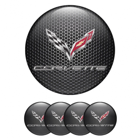 Chevrolet Corvette Emblem for Center Wheel Caps Dark Mesh Chrome Logo