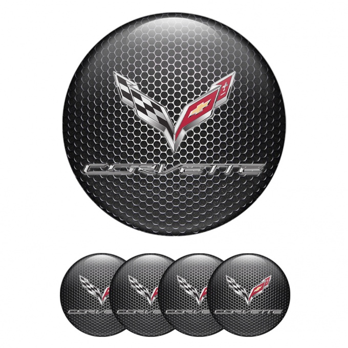 Chevrolet Corvette Emblem for Center Wheel Caps Dark Mesh Chrome Logo