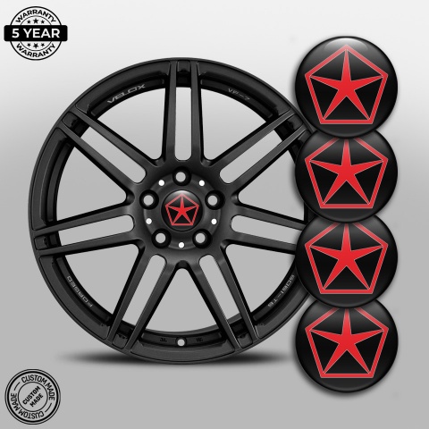 Chrysler Wheel Emblem for Center Caps Black Classic Red Logo