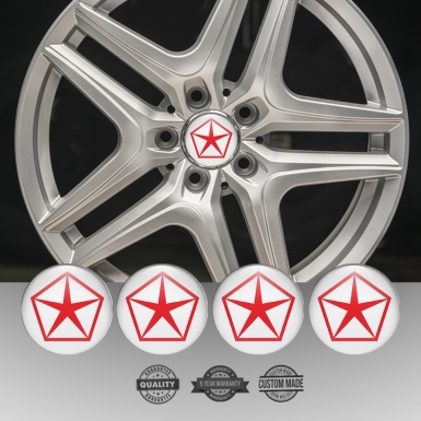 Chrysler Stickers for Wheels Center Caps White Classic Red Logo